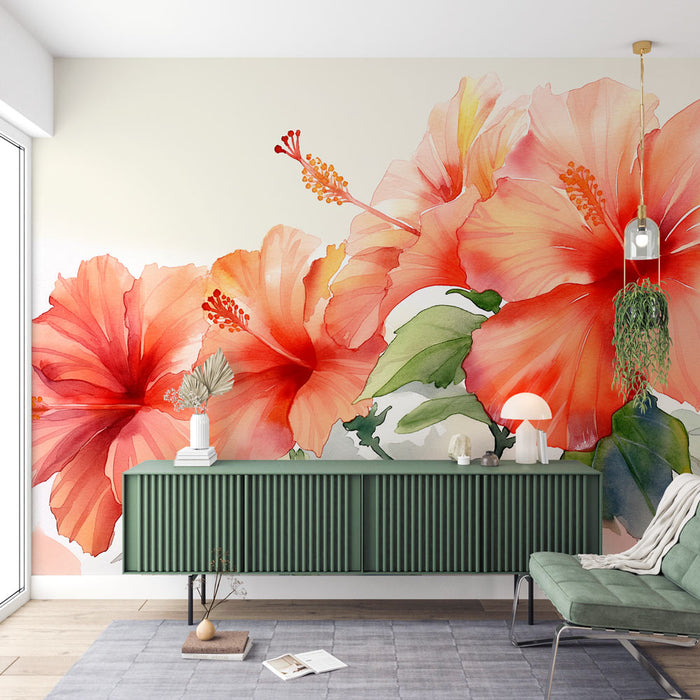 Papel de parede floral | Hibisco gigante