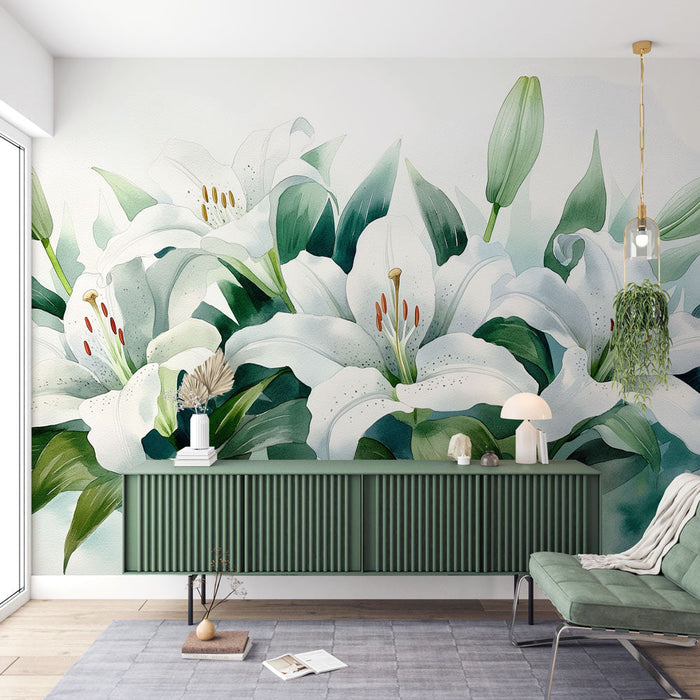 Floral Wallpaper | White Lily Flowers