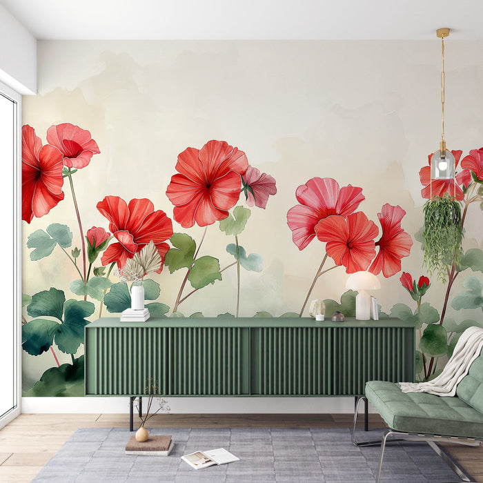 Floral Wallpaper | Geranium in Summer Period