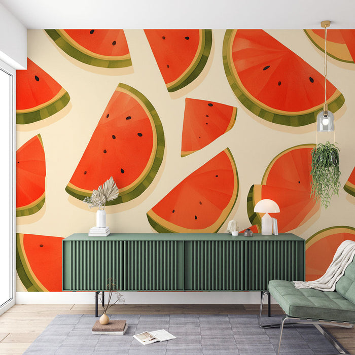 Watermelon Mural Wallpaper | Between Red and Green