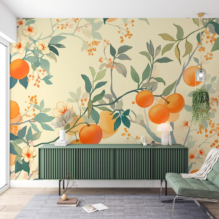 Orange Mural Wallpaper | Harvesting the Orange Tree