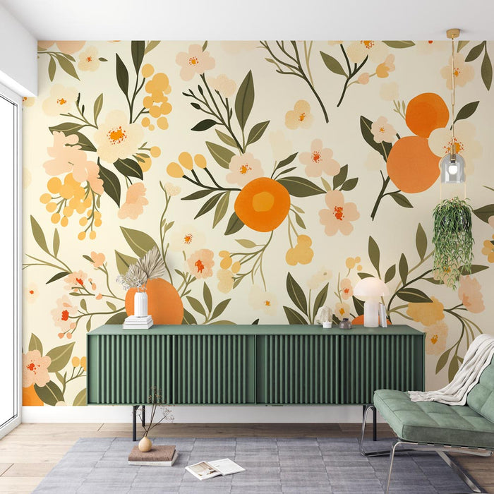 Papel de parede Laranja | Folhas e Flores Laranjas