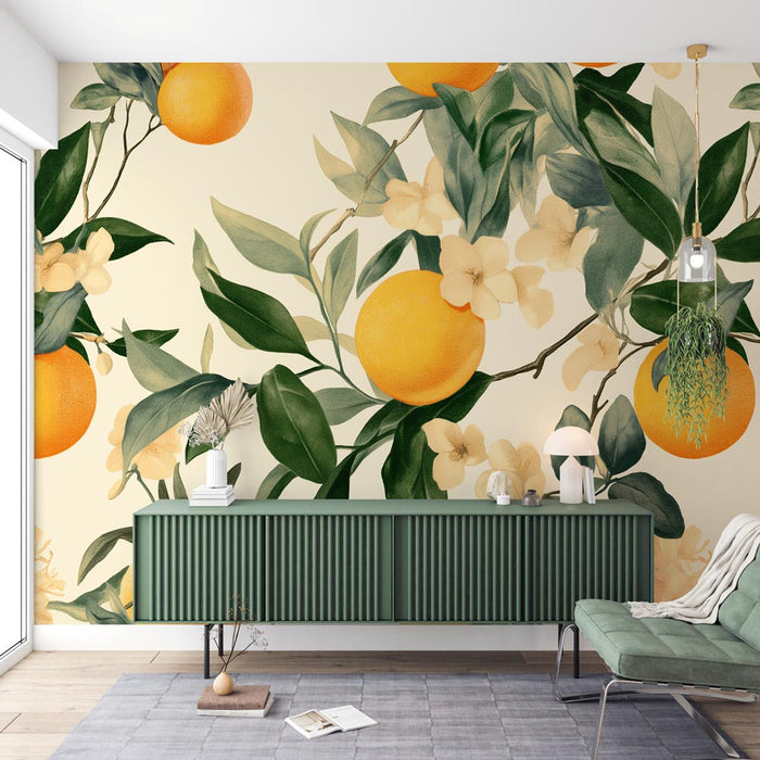 Papel pintado de naranja | Pintura vintage