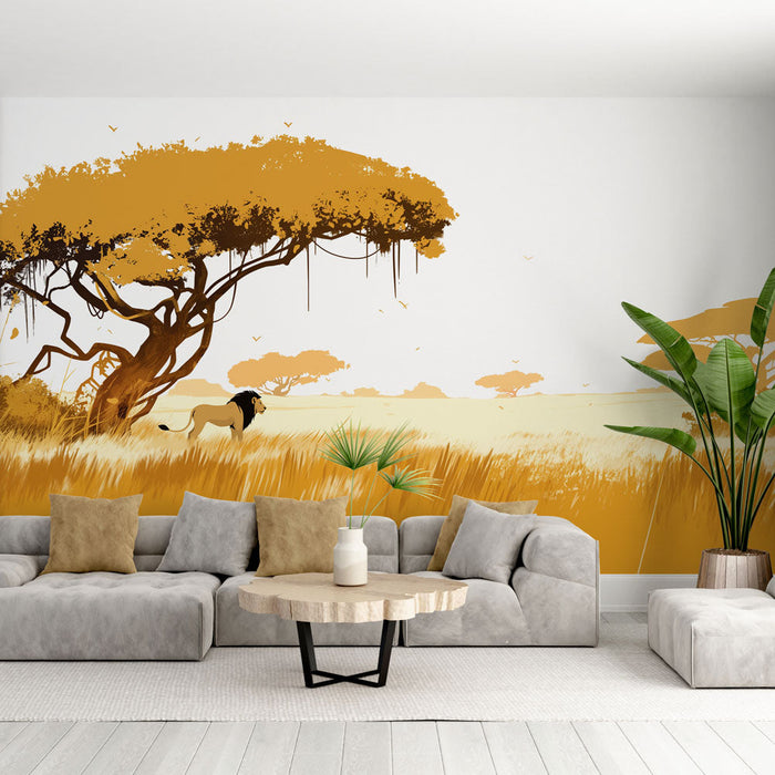 Lion Mural Wallpaper | In the heart of the savannah