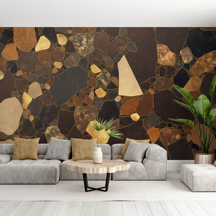 Terrazzo Tapete | Bronze und Gold