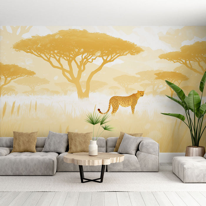 Leopard Mural Wallpaper | Yellow Savannah