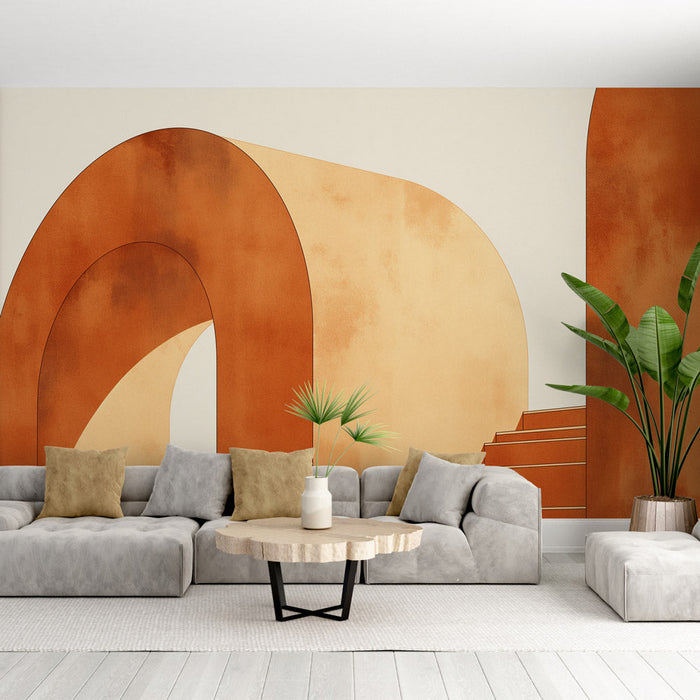 Mural Wallpaper arch | Terracotta arch in pencil drawing