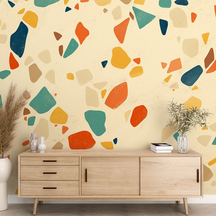 Papel de parede de Mural de Terrazzo | Pedras pequenas multicoloridas