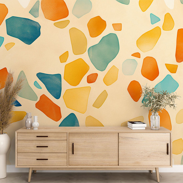 Terrazzo Mural Tapet | Farverige Sten Tegnet