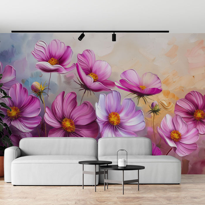 Papel de parede floral | Pinturas em tons de rosa