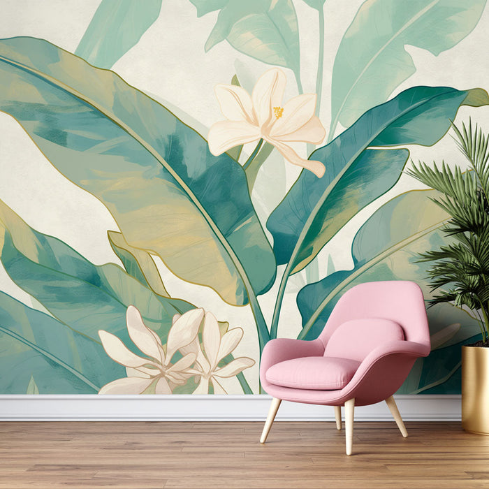 Banana Leaf Mural Wallpaper | Flowering Banana Tree