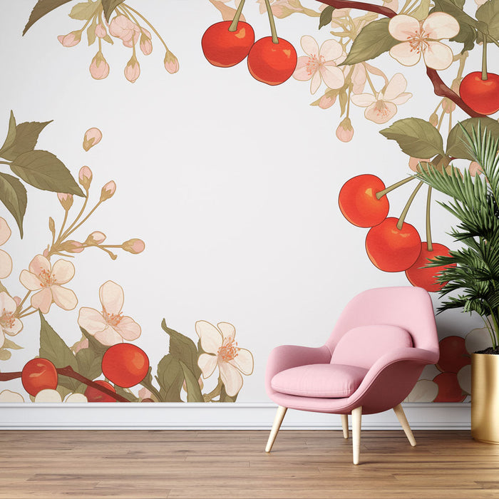 Cherry Wallpaper | Cherry Blossom with Red Cherries