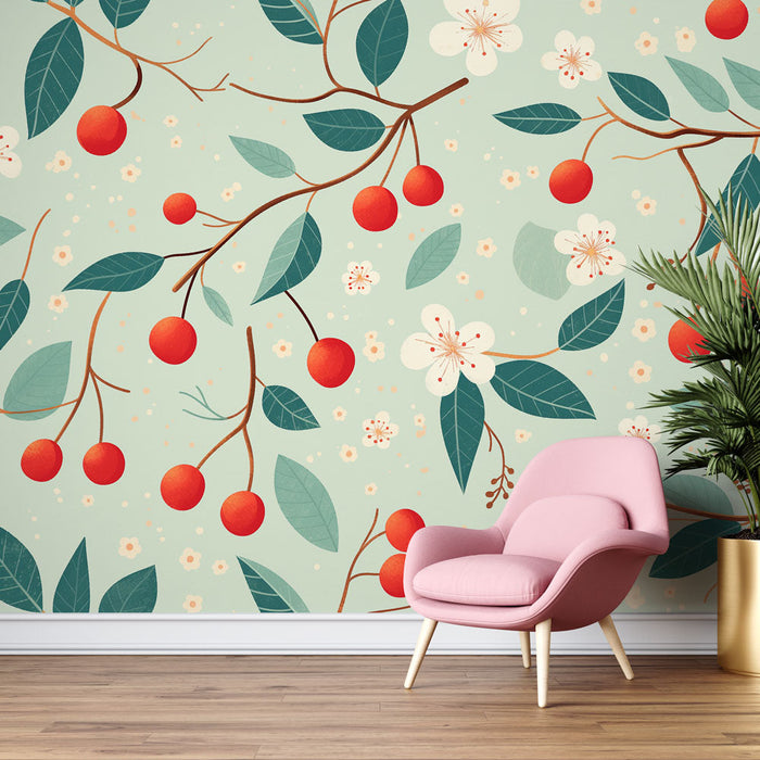 Cherry Wallpaper | Cherry Leaves and Flowers