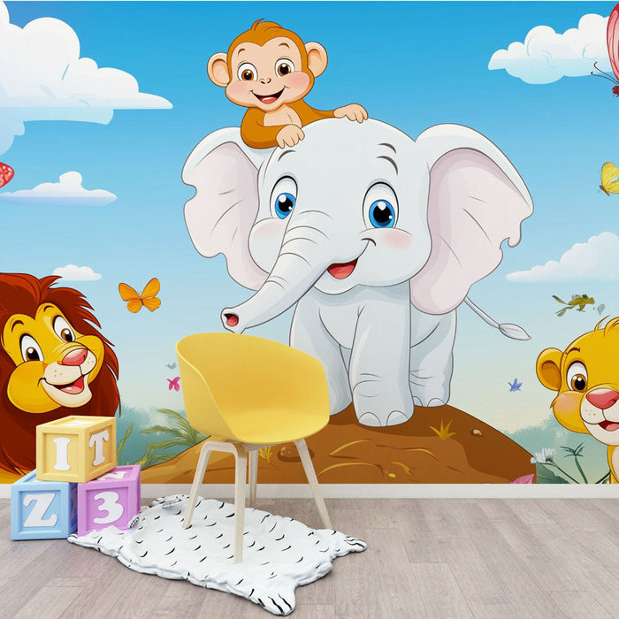 Carta da parati giungla animali | Amici sulla collina