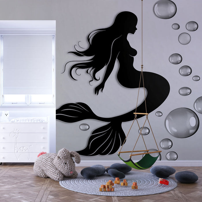 Tapete meerjungfrau | Elegante Silhouette und Blasen