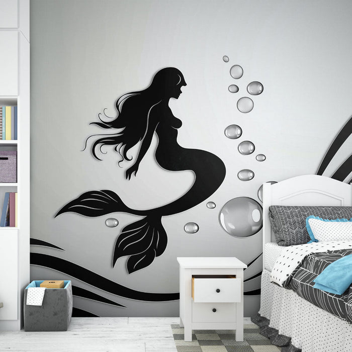 Tapetti merenneito | Musta taiteellinen siluetti