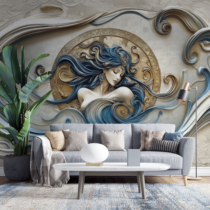 Mural Wallpaper wavy goddess | Elegant wall art