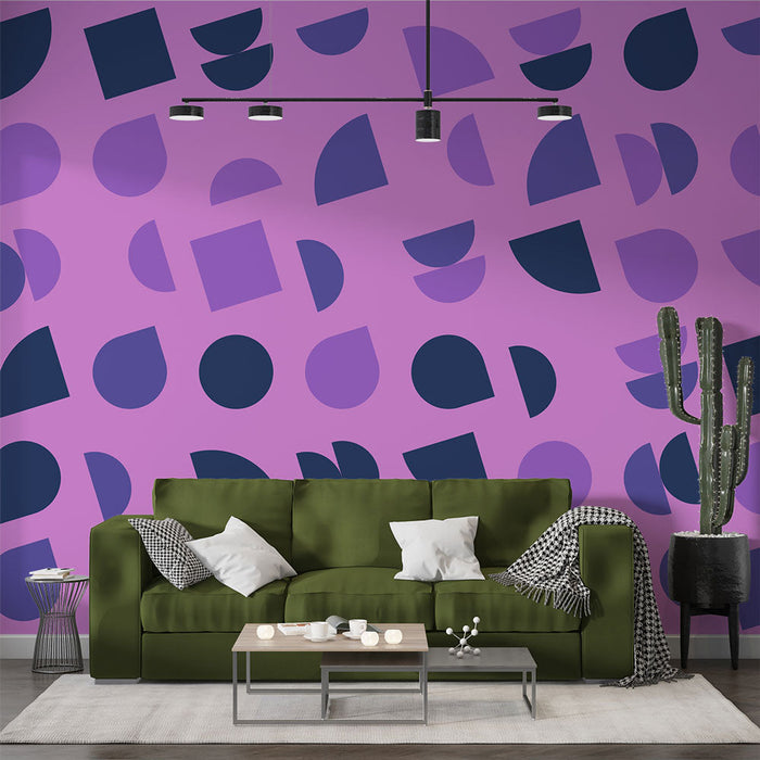 Falfestmény tapéta geometrikus | Lila és kék absztrakt formák