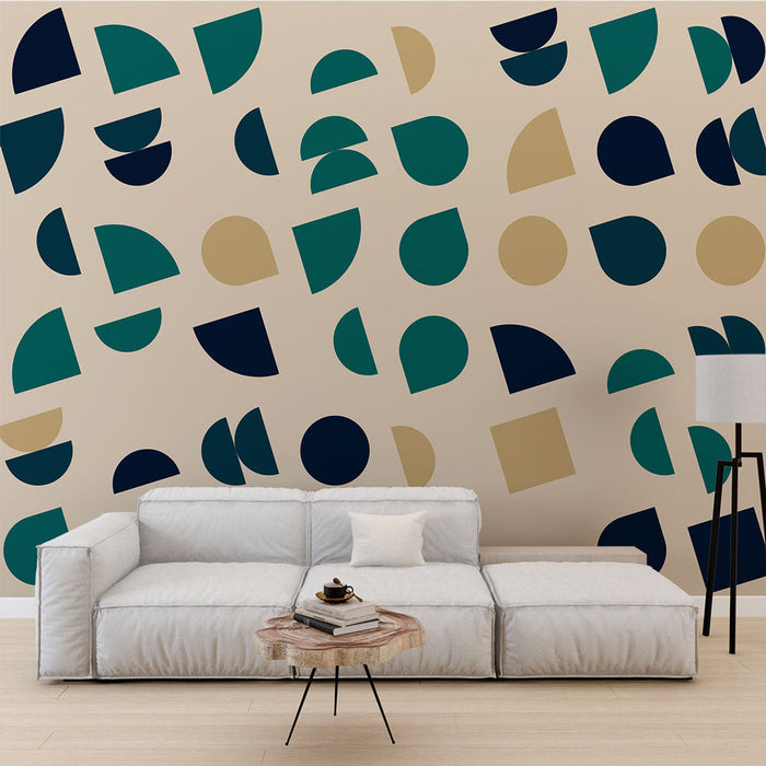 Seinatapeet geomeetriline | Abstraktsed mustrid sinises, rohelises ja beežis