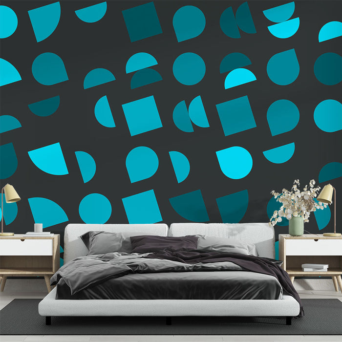 Tapeta geometryczna | Granatowe i turkusowe wzory