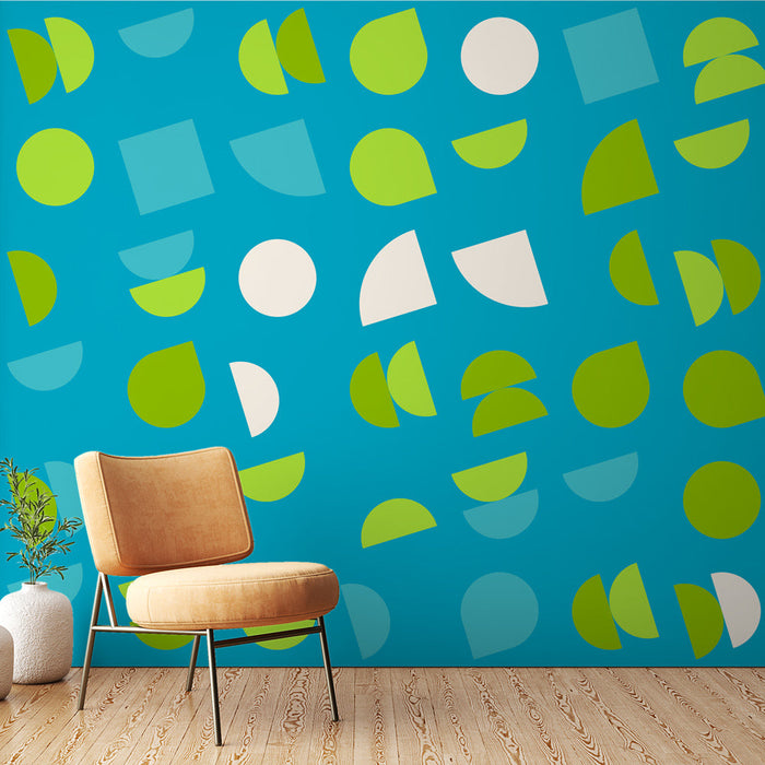 Carta da parati geometrica | Motivi colorati su sfondo blu