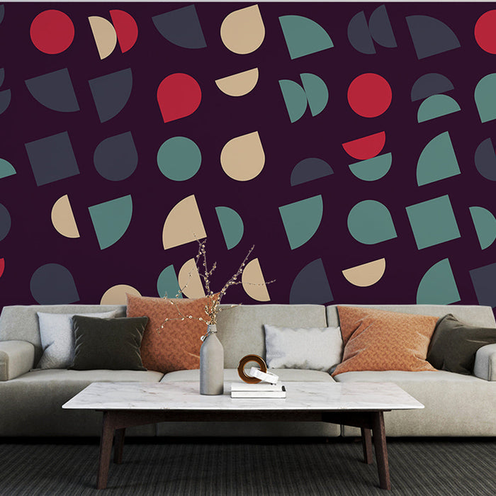 Modern Geometric Mural Wallpaper | Colorful Retro Patterns