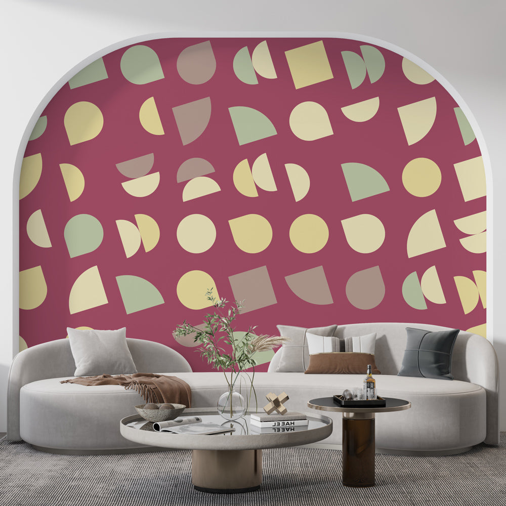 Mural Wallpaper geometric | Patterns in pink and beige — WonderMural