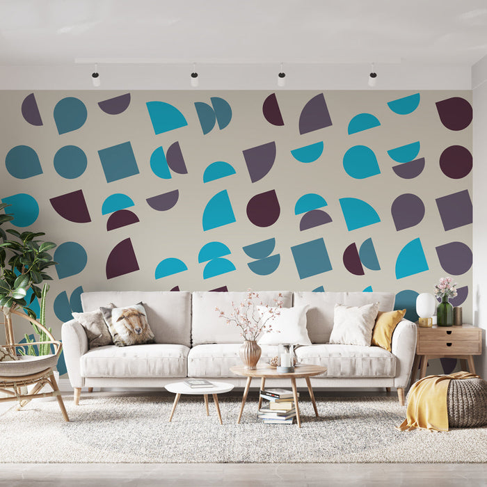 Papel de parede geométrico | Padrões abstratos azuis e roxos