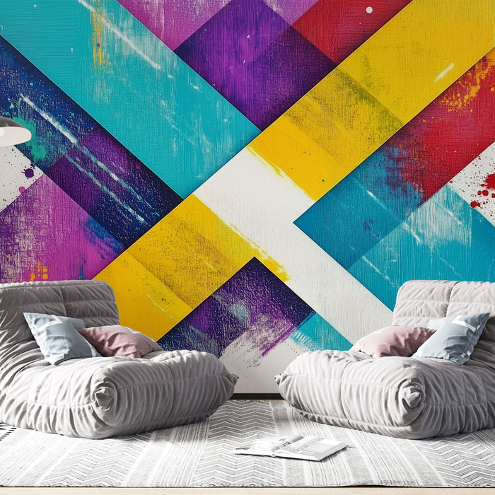 Falfestmény tapéta Geometrikus | Vibráló színek robbanása