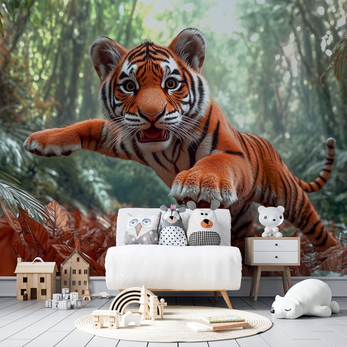 Carta da parati tigre in fuga | Giungla dinamica