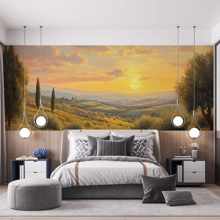 Papel pintado paisaje toscano | Serenidad al atardecer