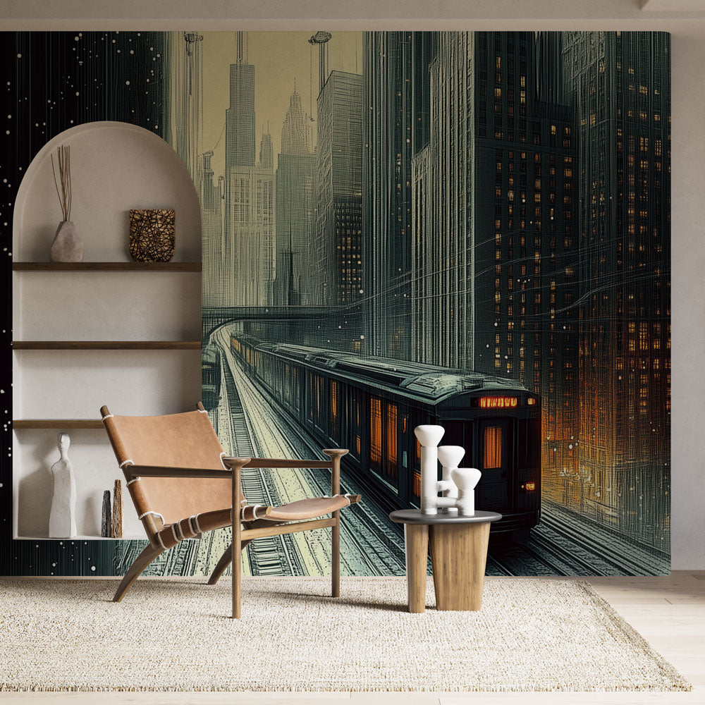 Tapete futuristische stadt | Urbane metropole im winter — WonderMural, image size:1000x1000