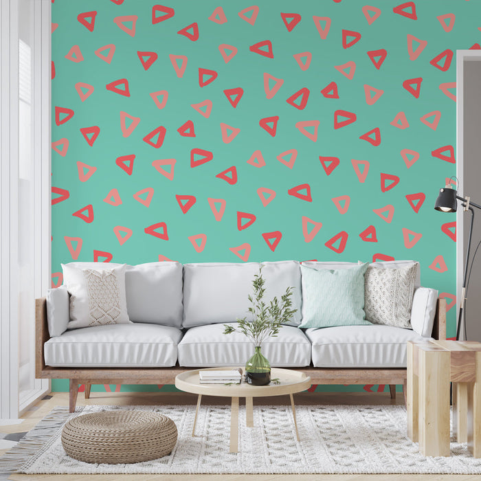 Tapet geometrisk | Farverige trekanter mønster