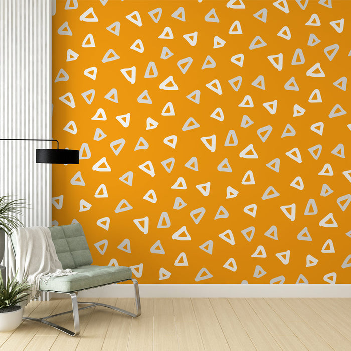 Carta da parati geometrica | Modello astratto arancione e bianco