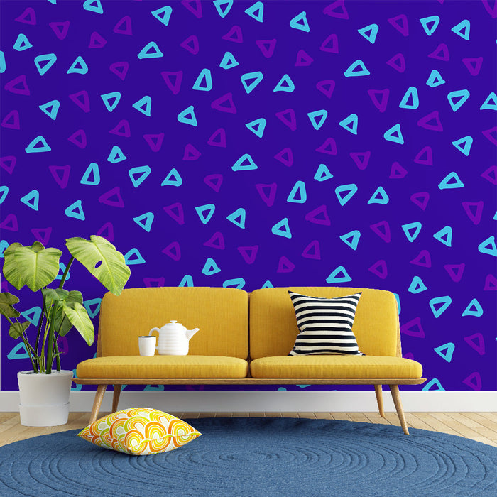 Papel de parede triângulos | Padrão abstrato azul e roxo