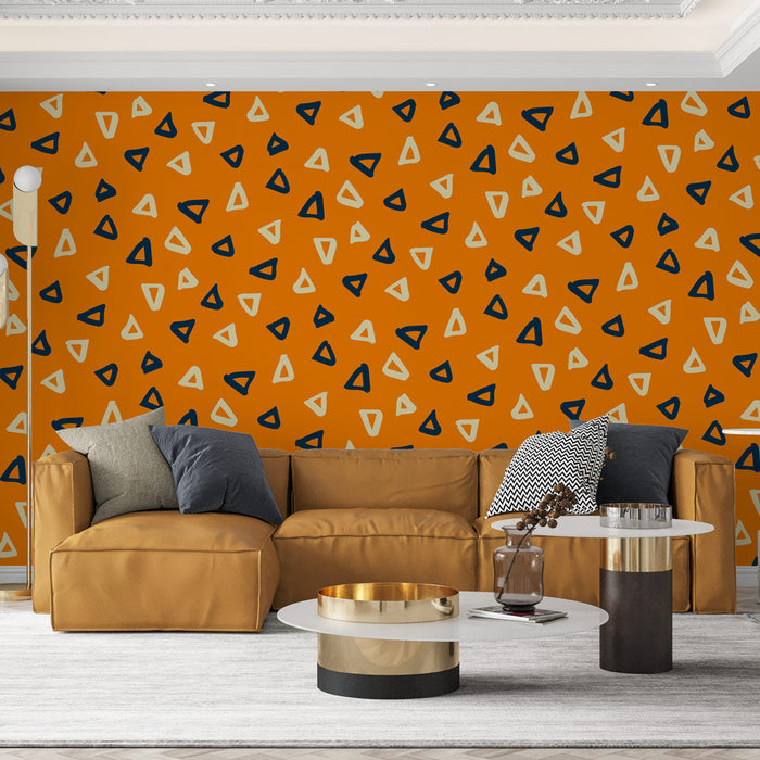 Fototapet geometriske mønstre | Abstrakt oransje og blå trekant