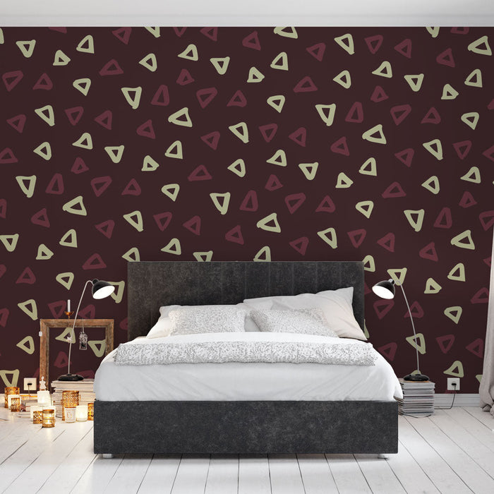 Fototapet | Soyut Burgonya ve Krem Üçgenler