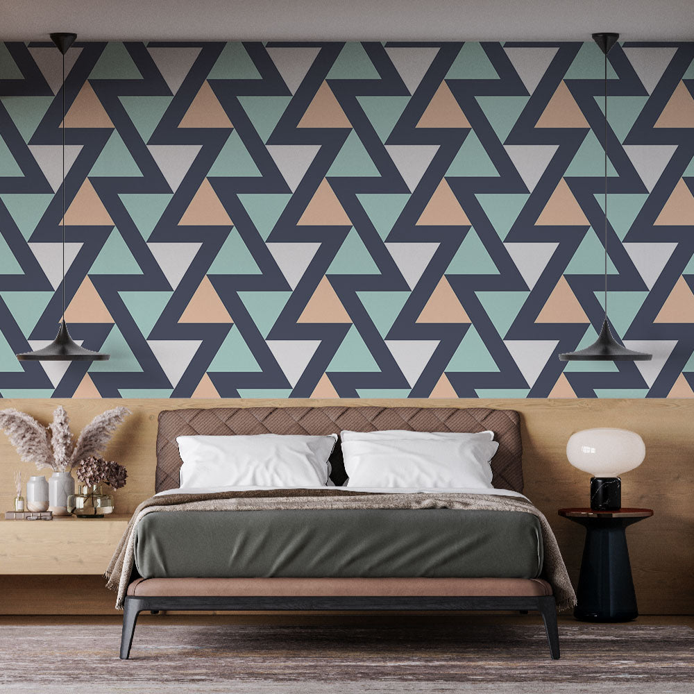 Mural Wallpaper geometric | Colorful triangular patterns — WonderMural