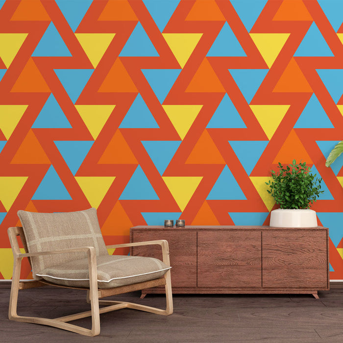 Foto Behang geometrisch | Kleurrijk en retro patroon