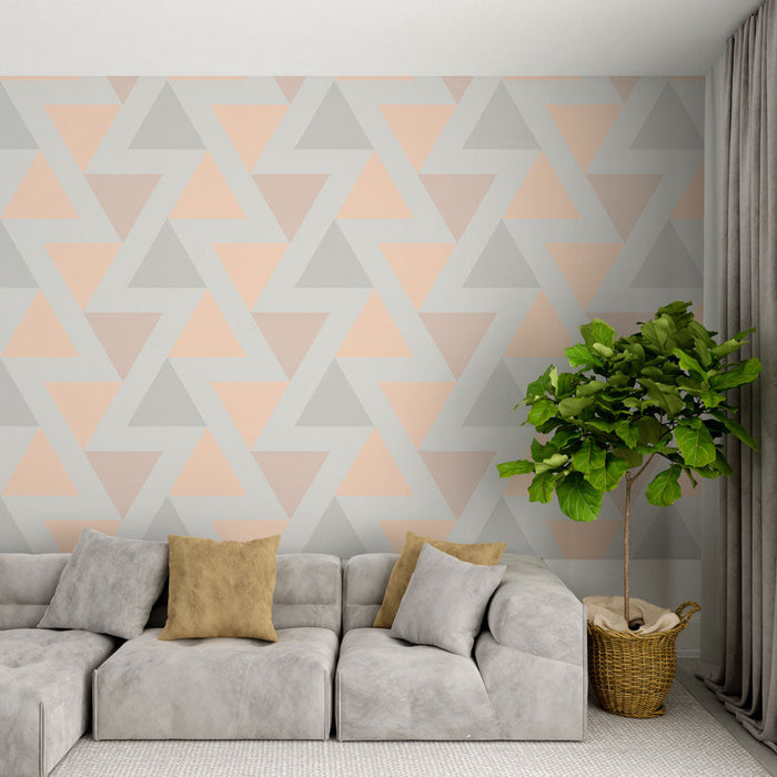Tapeta s geometrickým vzorem | Pastelové a šedé trojúhelníky