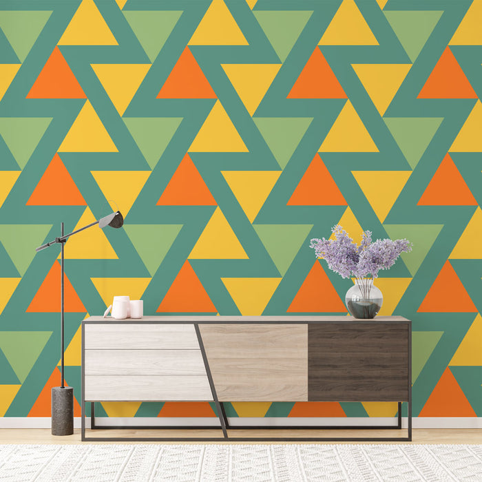 Falfestmény tapéta geometrikus | Merész háromszög minta