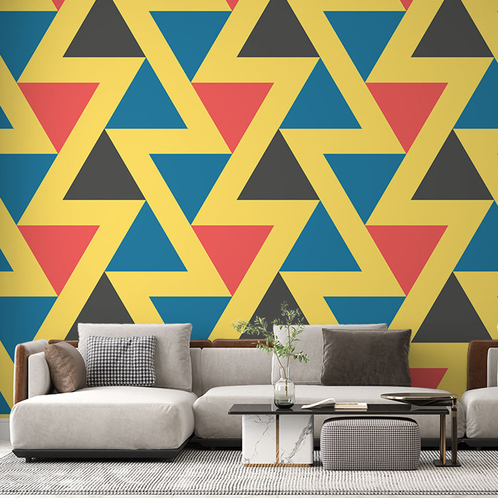 Mural Wallpaper geometric | Colorful Triangular Pattern — WonderMural