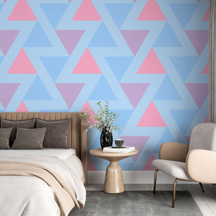 Ταπετσαρία τοίχου | Μπλε και Ροζ Τρίγωνα