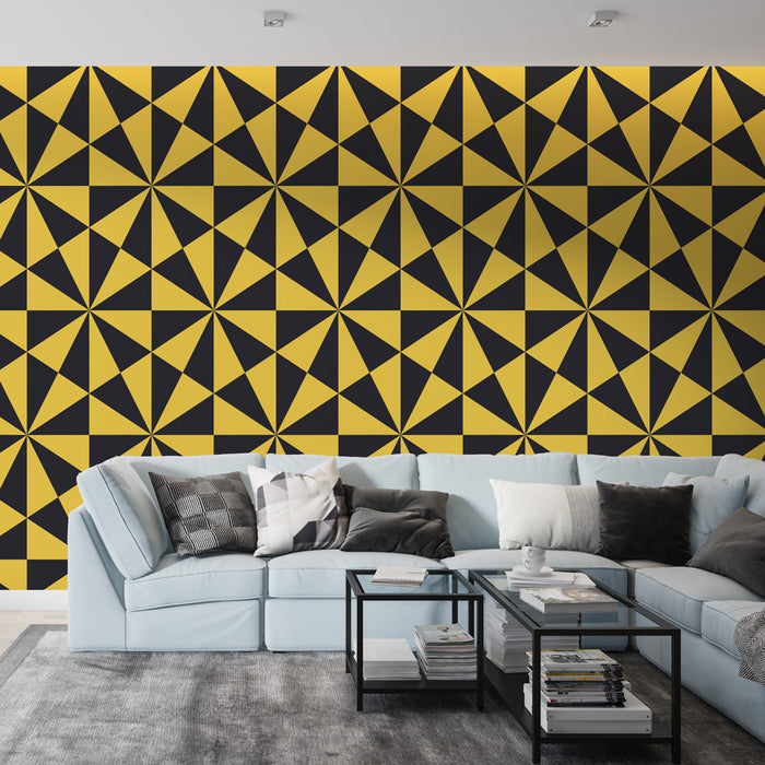 Fototapet geometrisk | Gult och svart mönster
