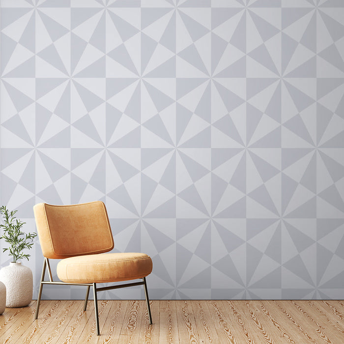 Mural Wallpaper geometric | White and gray diamond pattern