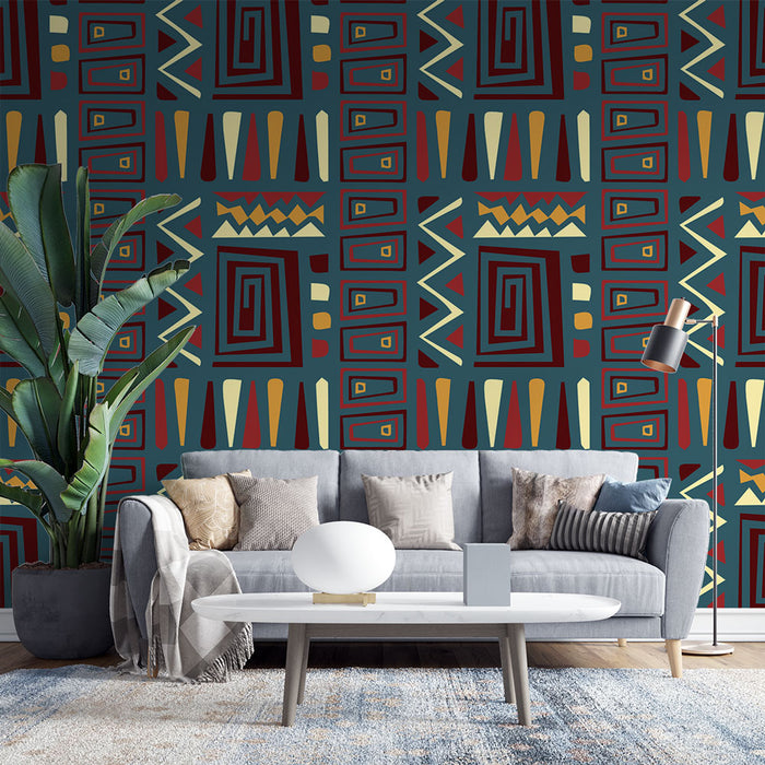 Mural Wallpaper geometric tribal | Bold and colorful patterns