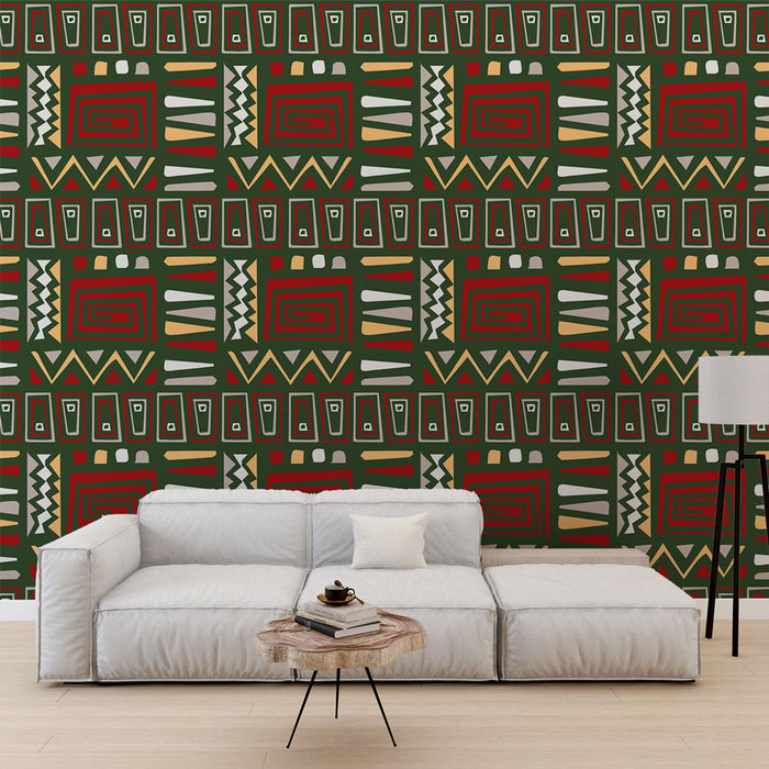 Mural Wallpaper geometric | Colorful African patterns