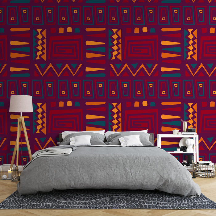 Mural Wallpaper Tribal | Colorful Geometric Pattern