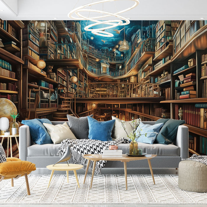 Fototapet magisk bibliotek | En fortryllende rejse gennem bøger