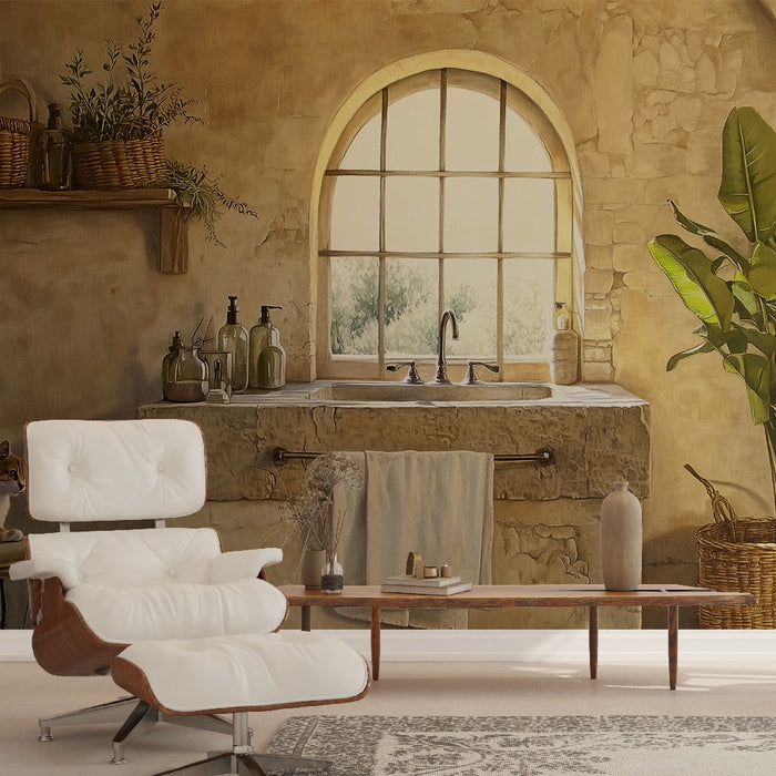 Tapeta Śródziemnomorska | Rustykalna i ciepła atmosfera